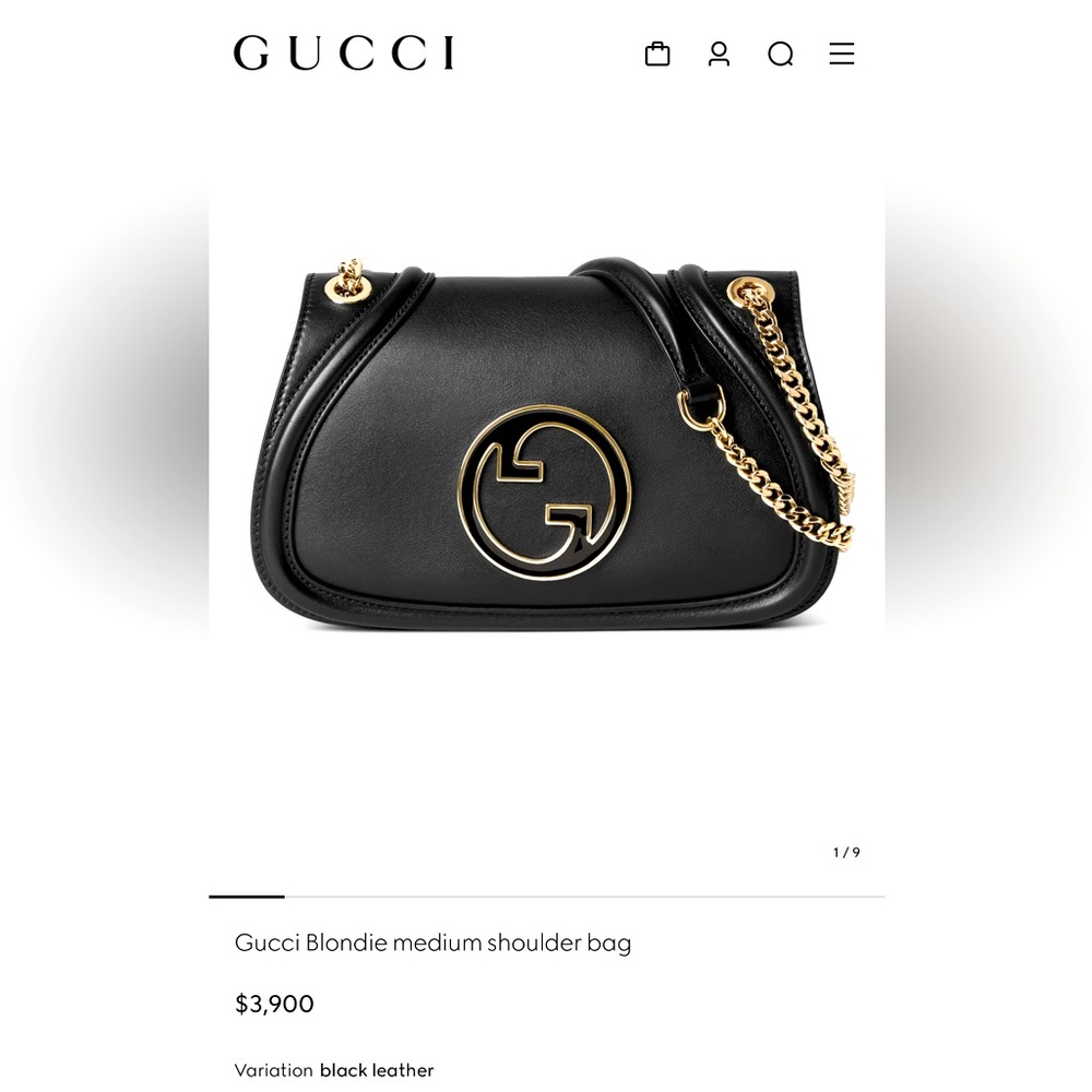 Brand new Gucci Black Leather Shoulder Bag